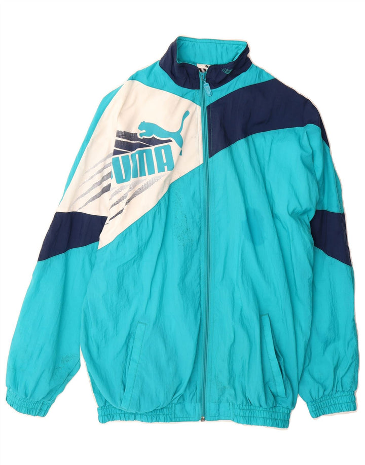 PUMA Boys Graphic Tracksuit Top Jacket 15-16 Years Blue Colourblock Vintage Puma and Second-Hand Puma from Messina Hembry 
