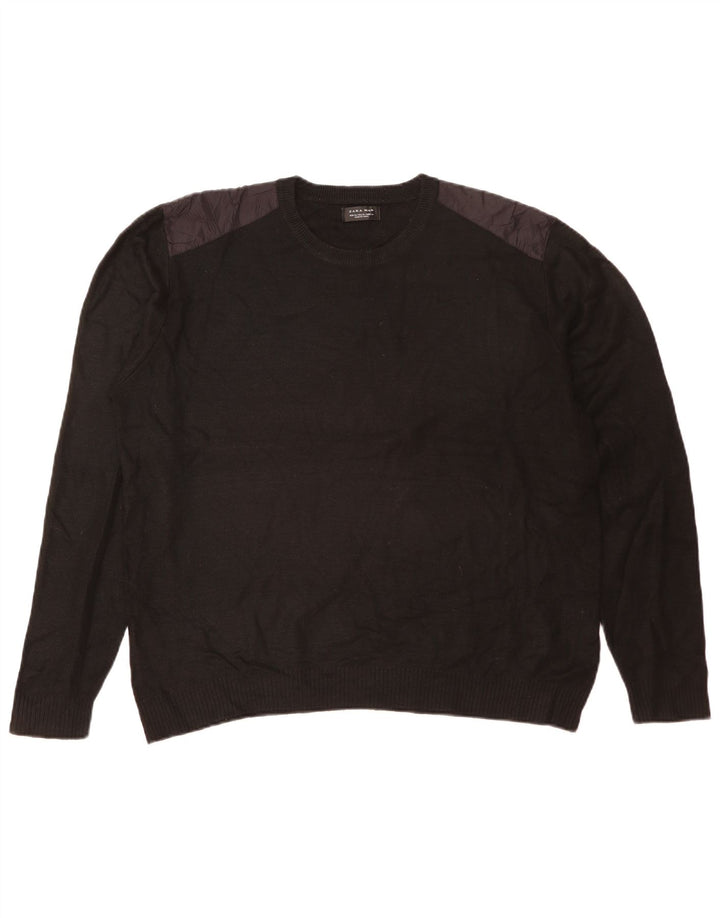 Zara Pull ras du cou pour homme XL Noir Acrylique