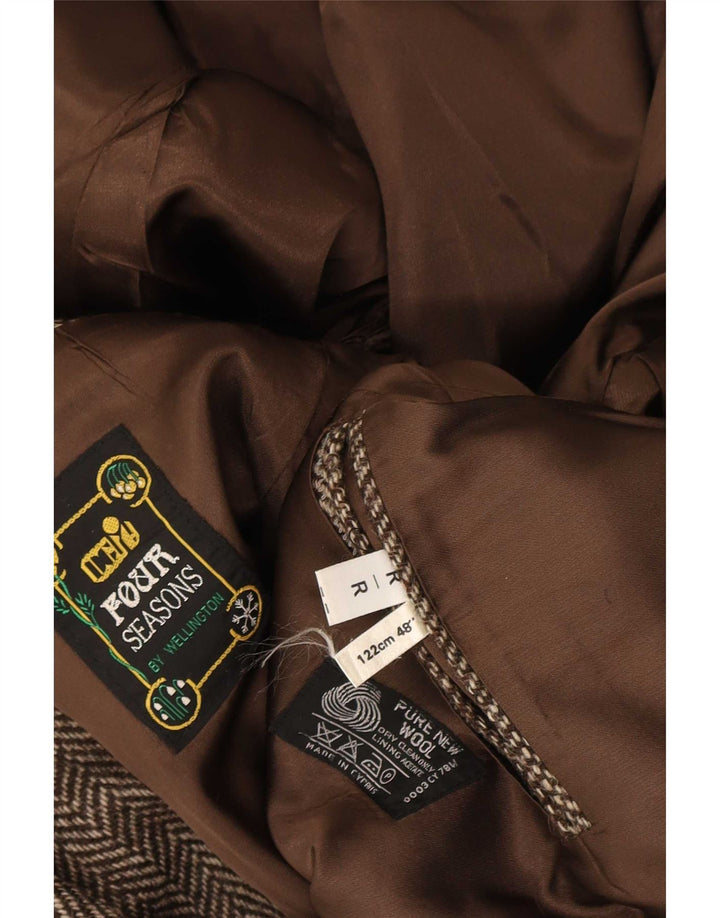 Four Seasons Veste Blazer 2 Boutons Homme UK 48 4XL Laine à Chevrons Marron