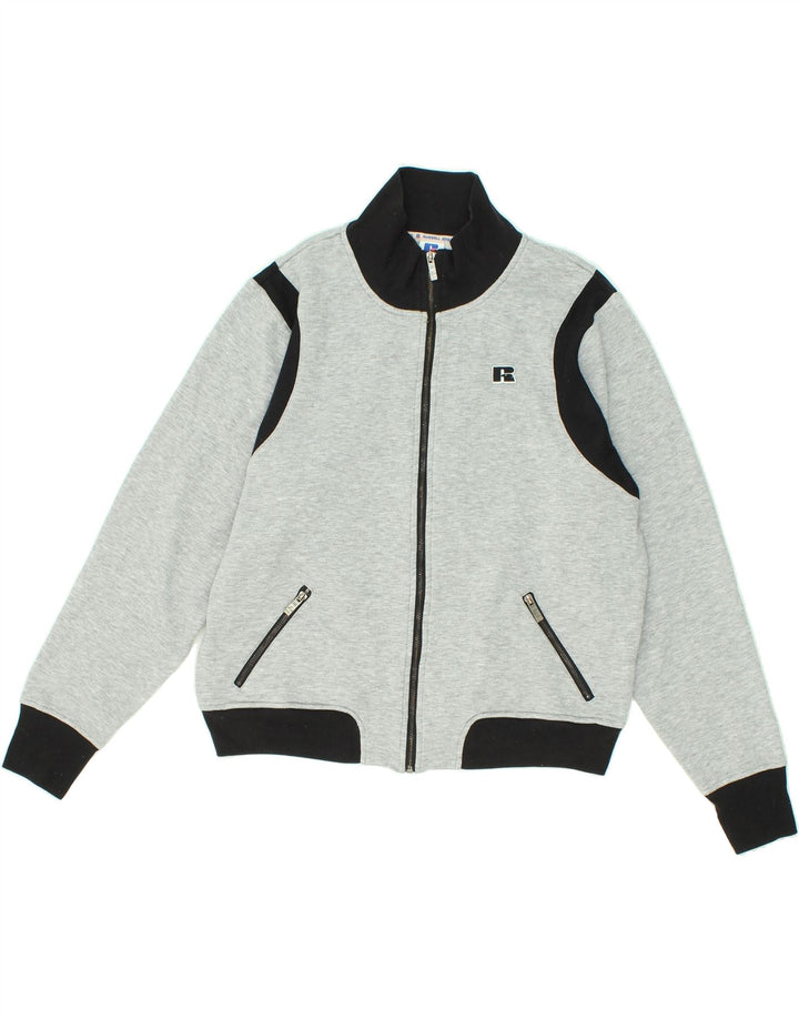 RUSSELL ATHLETIC Boys Tracksuit Top Jacket 15-16 Years Grey Polyester Vintage Russell Athletic and Second-Hand Russell Athletic from Messina Hembry 