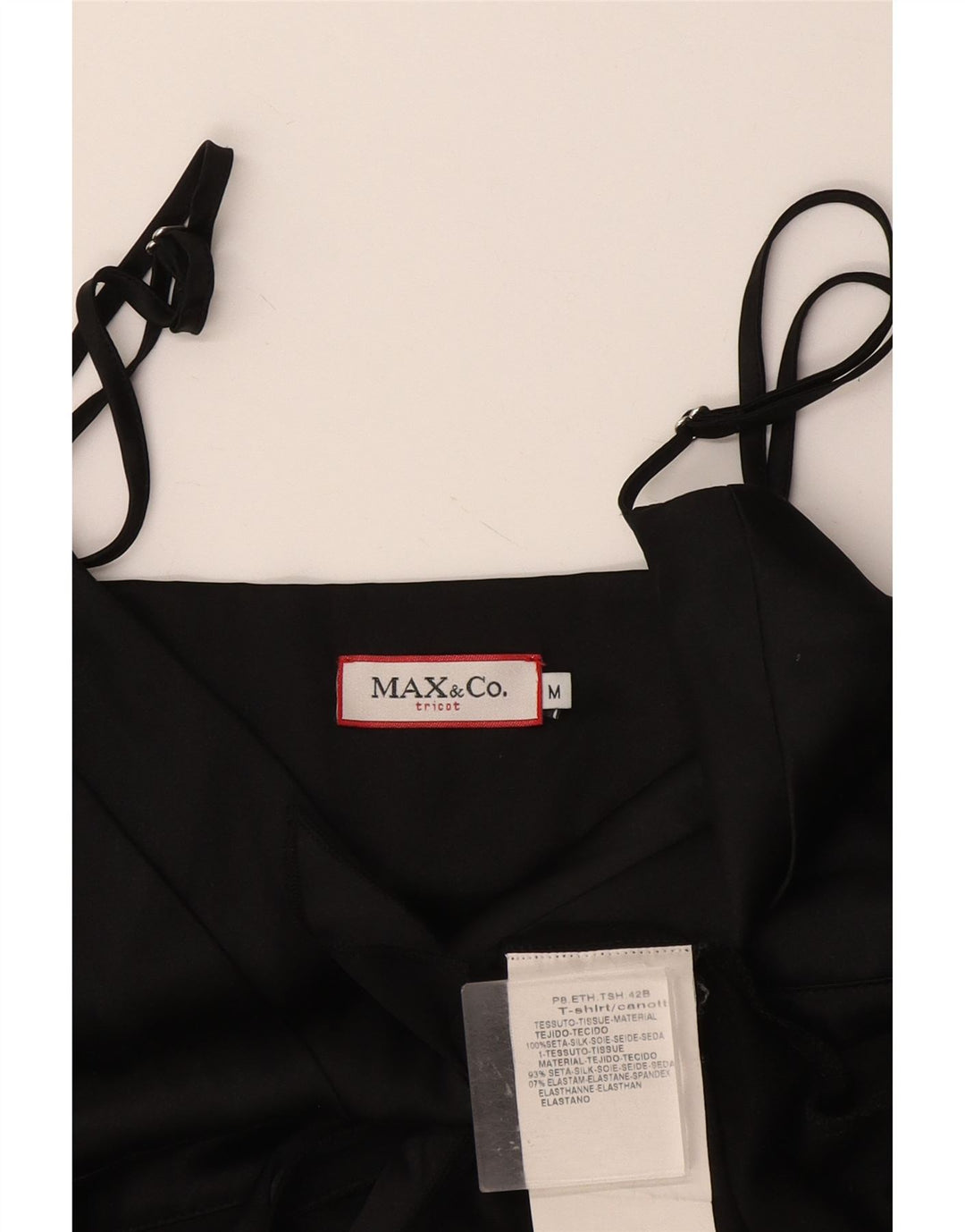 Max & Co. Femmes Crop Cami Top UK 12 Moyen Noir Soie