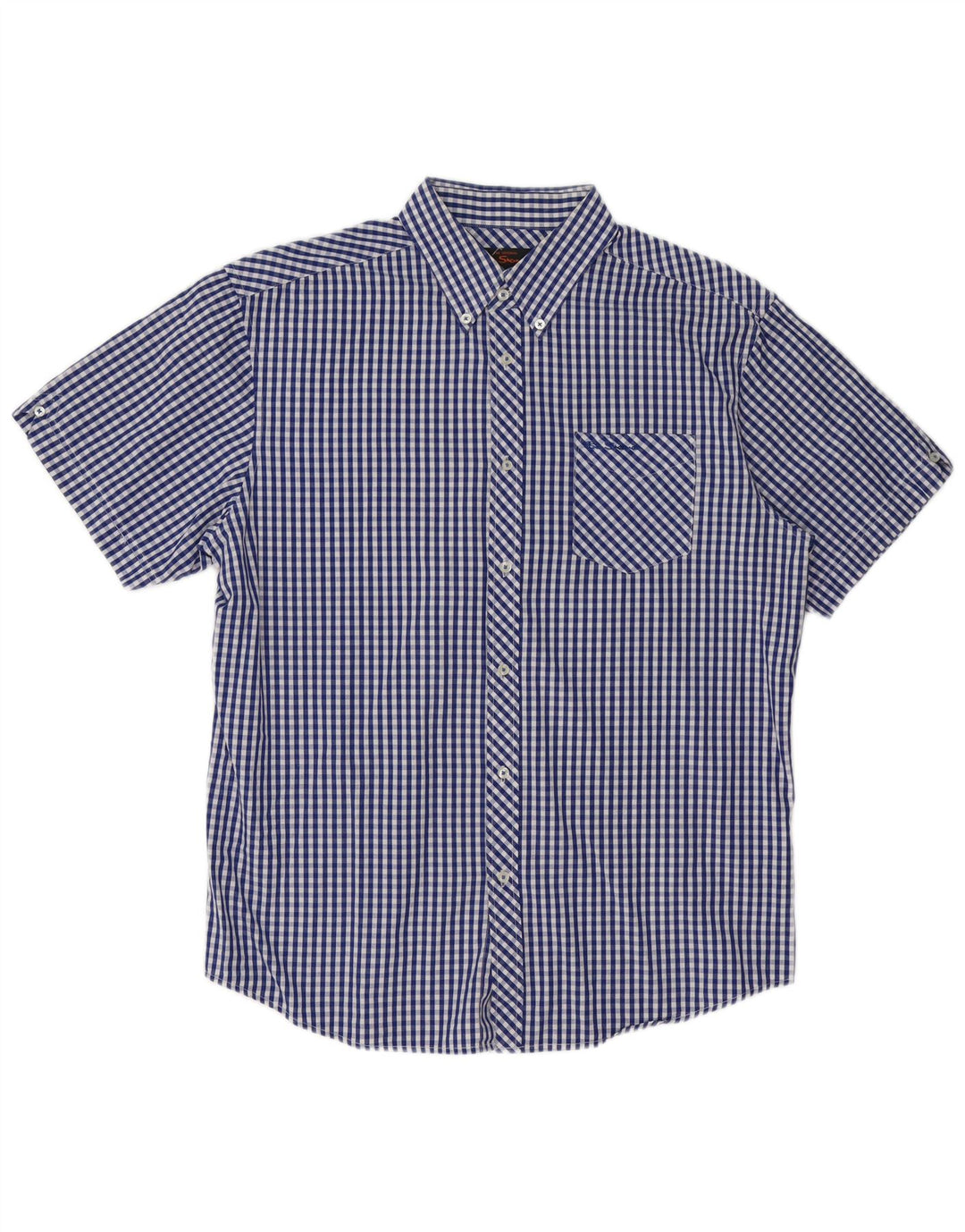 BEN SHERMAN Chemise à manches courtes pour homme XL en coton vichy bleu