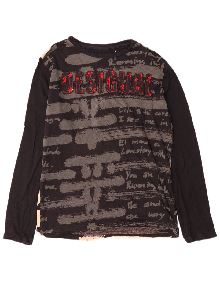 Desigual Haut Graphique Manches Longues Homme Noir Moyen Coton