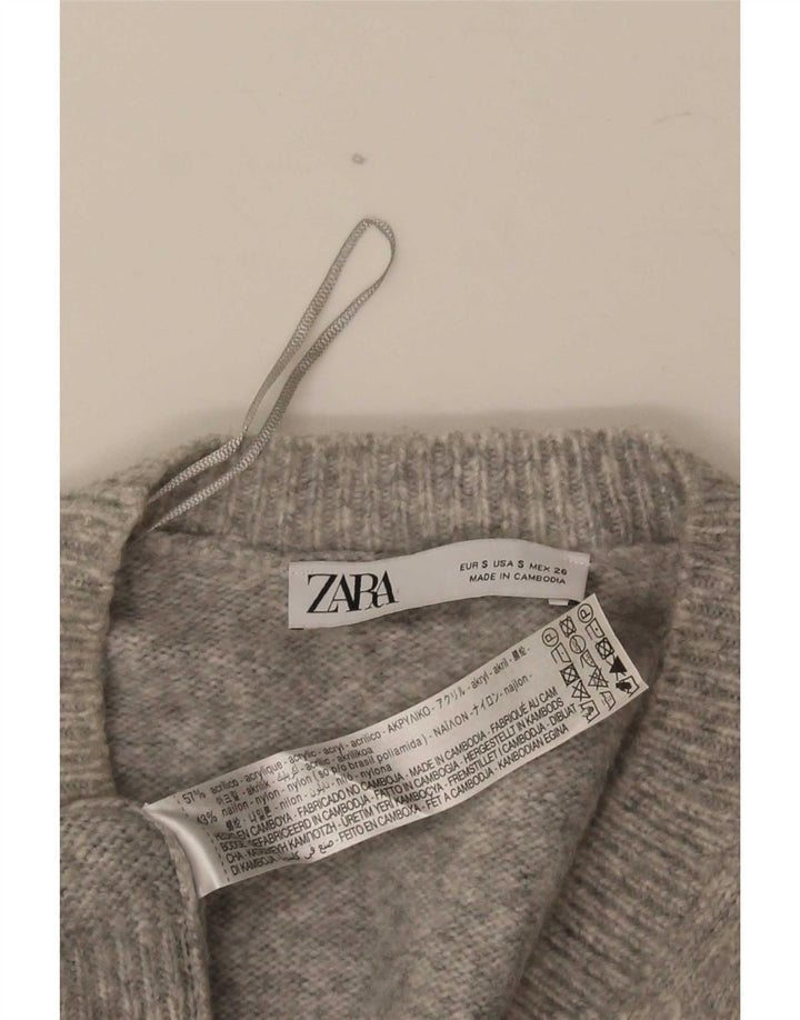 Zara Homme Pull Col V Petit Gris Acrylique