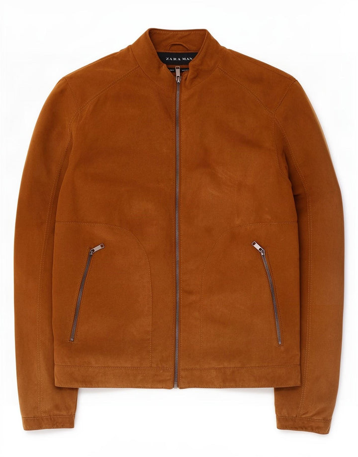 Zara Veste Bomber Homme UK 38 Polyester Marron Moyen