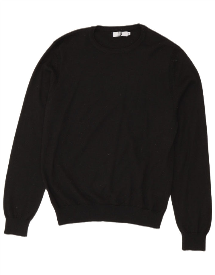 DACK'S Womens Crew Neck Jumper Sweater UK 16 Large Black Merino Wool