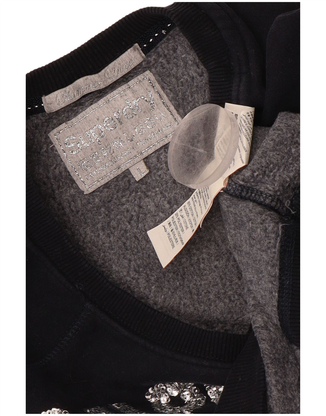 SUPERDRY Sweat-shirt court d'athlétisme pour femme UK 16 Large Bleu marine