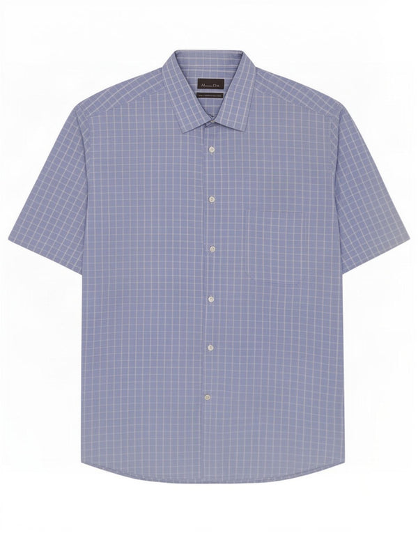 Massimo Dutti Chemise à manches courtes pour homme Taille 42 Grand coton à carreaux bleus