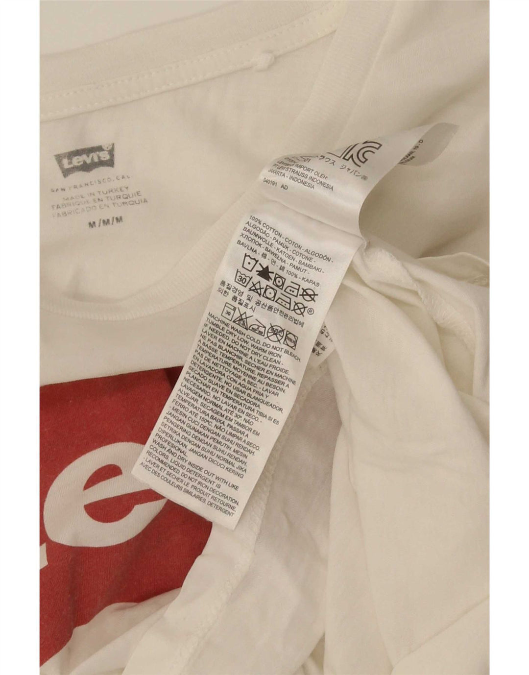 Levi's T-Shirt Graphique Femme UK 12 Coton Blanc Moyen