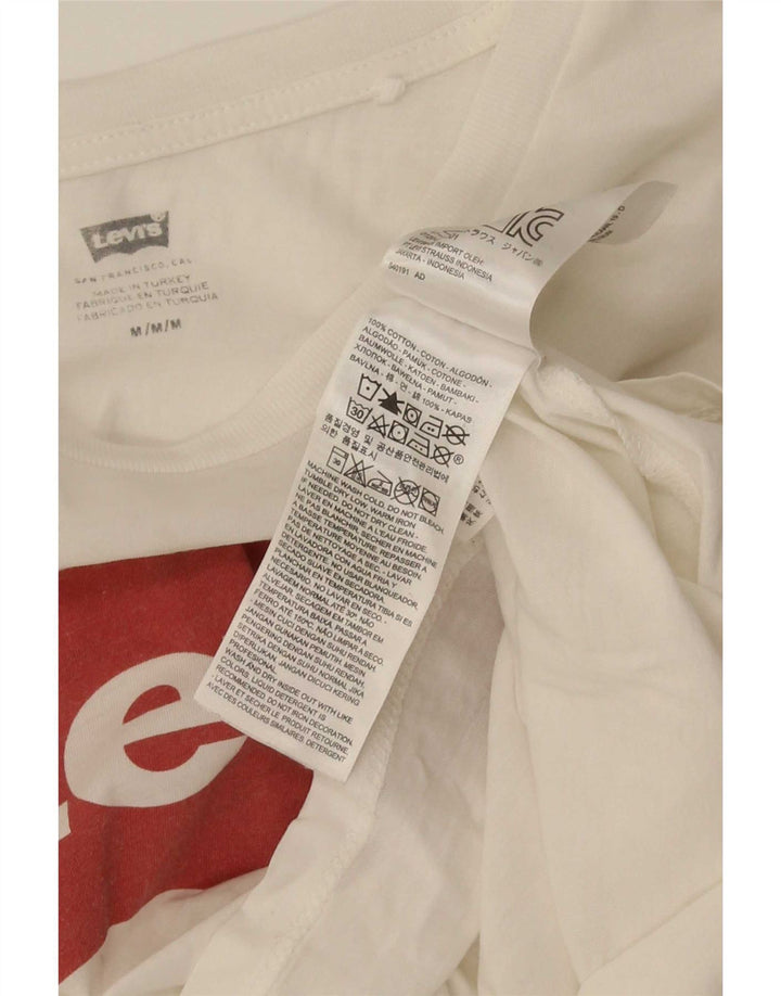 Levi's T-Shirt Graphique Femme UK 12 Coton Blanc Moyen