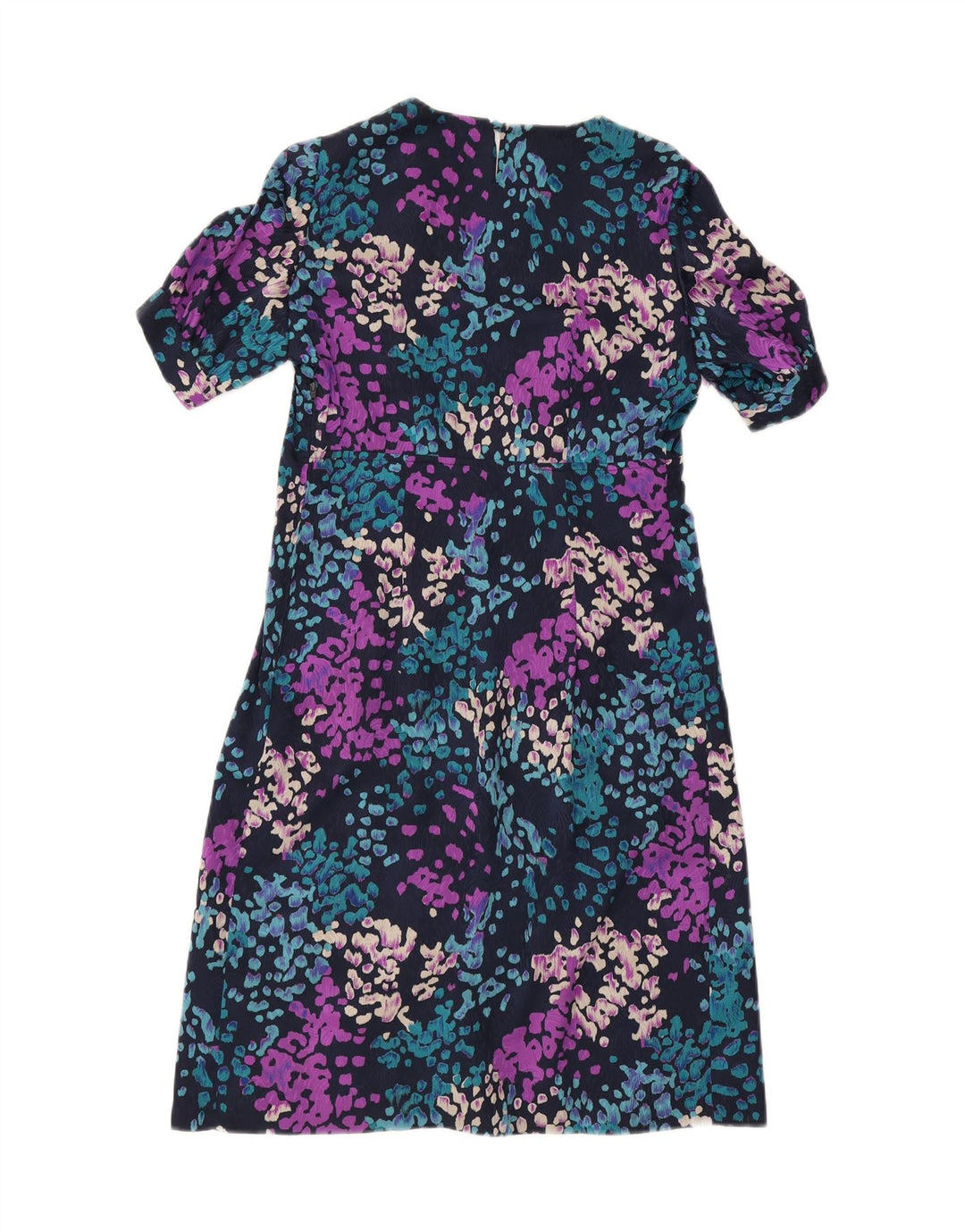 VINTAGE Womens Basic Dress UK 14 Medium Navy Blue Spotted Vintage Vintage and Second-Hand Vintage from Messina Hembry 