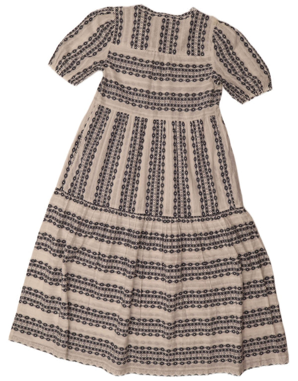 Marks & Spencer Robe longue pour femme UK 10 Petit coton géométrique blanc