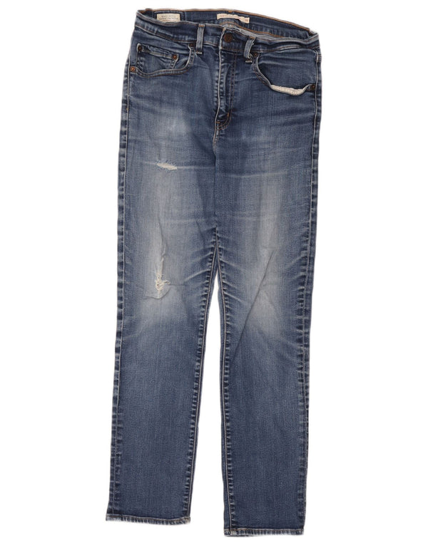 Levi's Jean droit 724 taille haute effet vieilli W30 L30 femme bleu coton