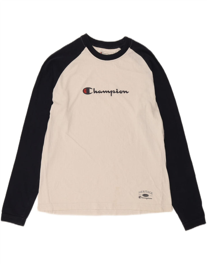 Champion Haut à Manches Longues Heritage Graphic Homme Blanc Moyen Colorblock