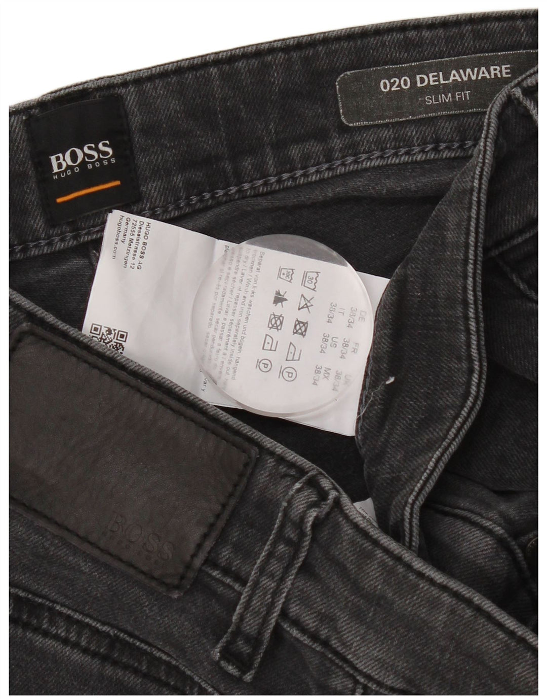 Hugo Boss Jean Slim Delaware W38 L34 Homme Gris Coton