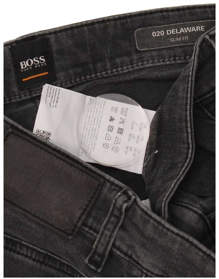 Hugo Boss Jean Slim Delaware W38 L34 Homme Gris Coton