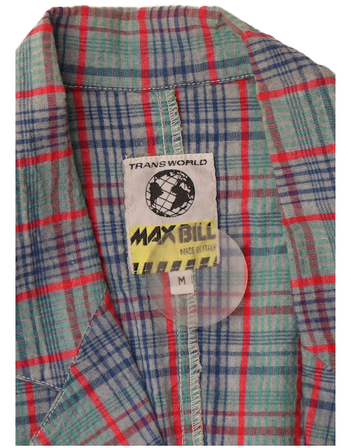 VINTAGE Veste blazer à 2 boutons pour homme UK 38 Coton à carreaux vert moyen