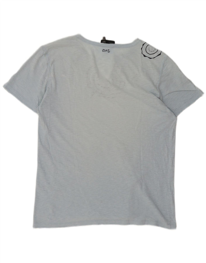 GAS T-Shirt Graphique Homme Top XL Bleu Moucheté