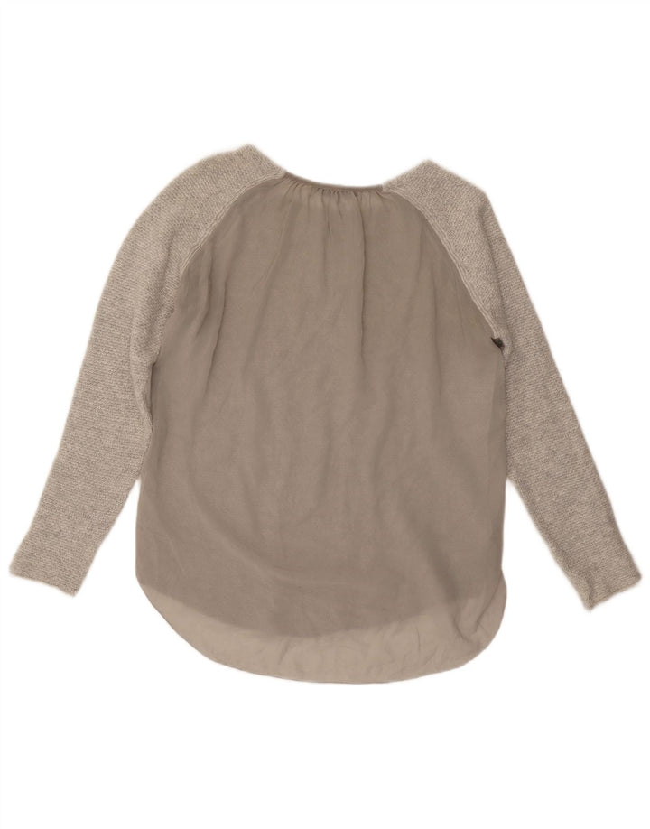 Zara Femme Top Manches Longues UK 12 Gris Moyen