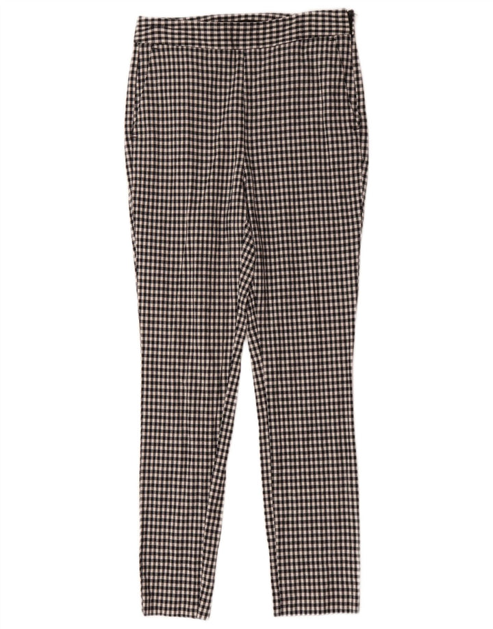 Zara Pantalon Chino Slim Femme Moyen W28 L28 Vichy Noir