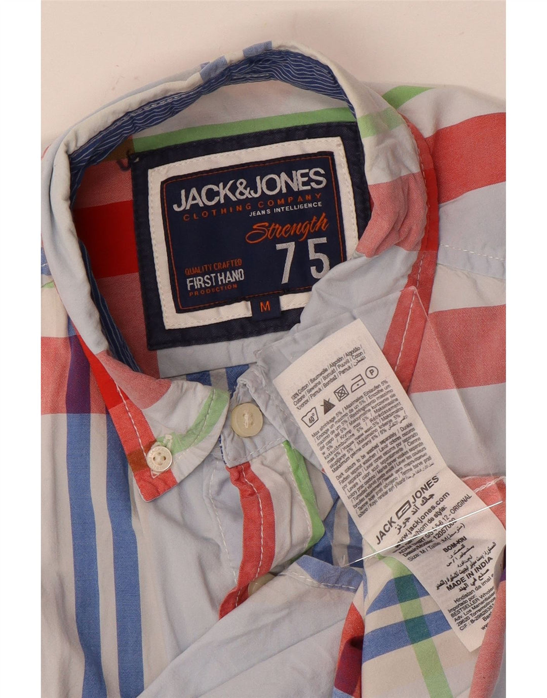 Jack & Jones Chemise à Manches Courtes Homme Bleu Moyen Carreaux
