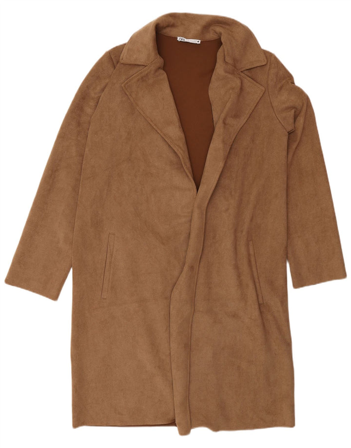 Zara Manteau ouvert surdimensionné pour femme UK 10 Small Marron Polyester