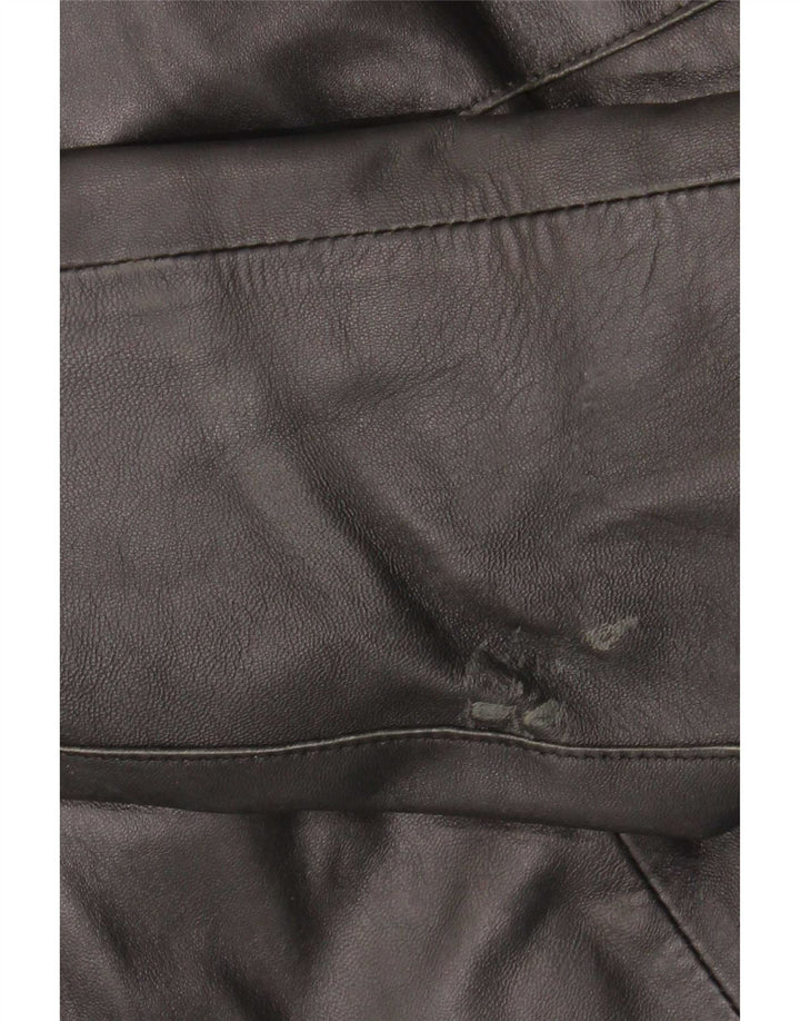 veste en cuir femme vintage IT 44 Moyen Noir