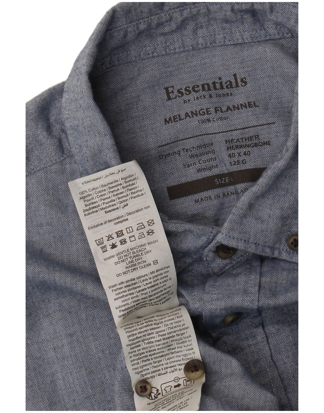 Jack & Jones Chemise en flanelle pour homme en coton à chevrons bleu grand
