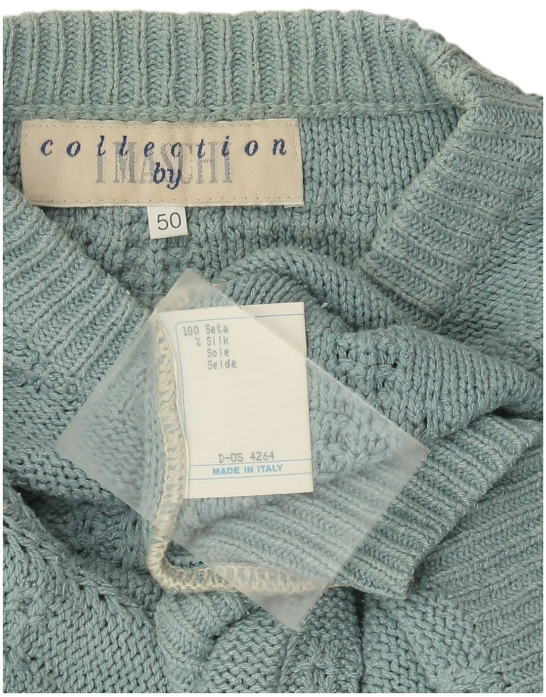 I Maschi Pull col rond pour homme IT 50 en soie rayée turquoise moyen