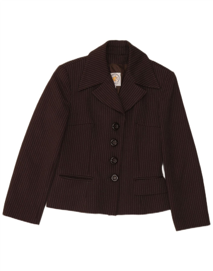 I Gabbiani Veste blazer à 4 boutons pour femme IT 44 Marron moyen à fines rayures