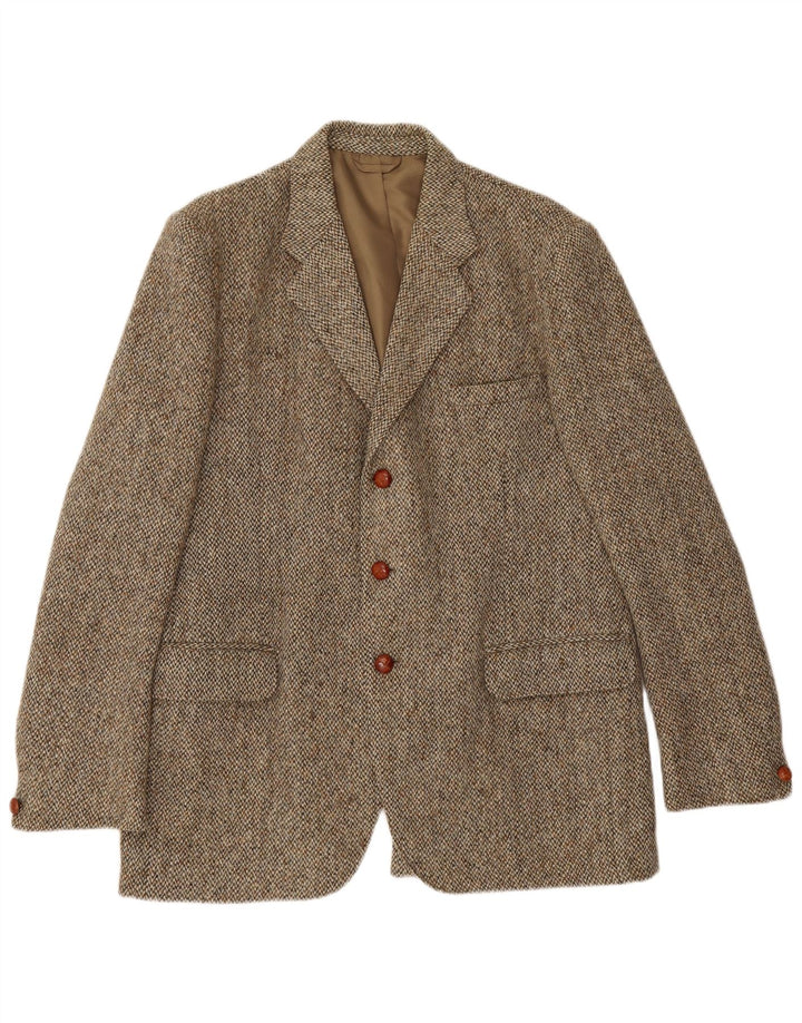 Harris Tweed Veste blazer à 3 boutons pour homme UK 38 Vert moyen à chevrons
