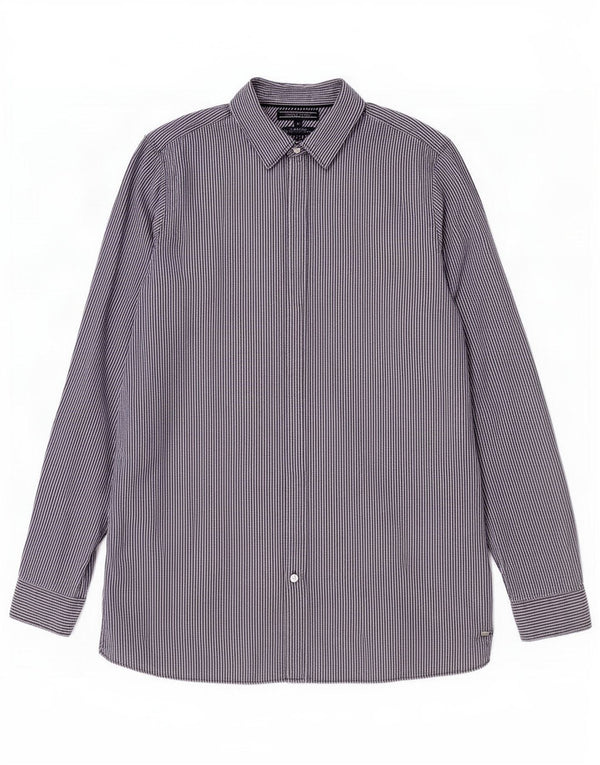 Tommy Hilfiger Chemise Boyfriend Fit pour femme US 8 Bleu marine moyen à fines rayures