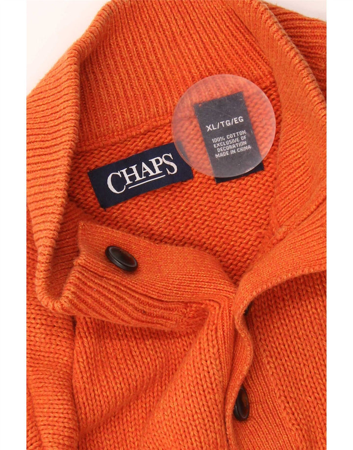Chaps Pull col boutonné pour homme XL en coton rayé orange