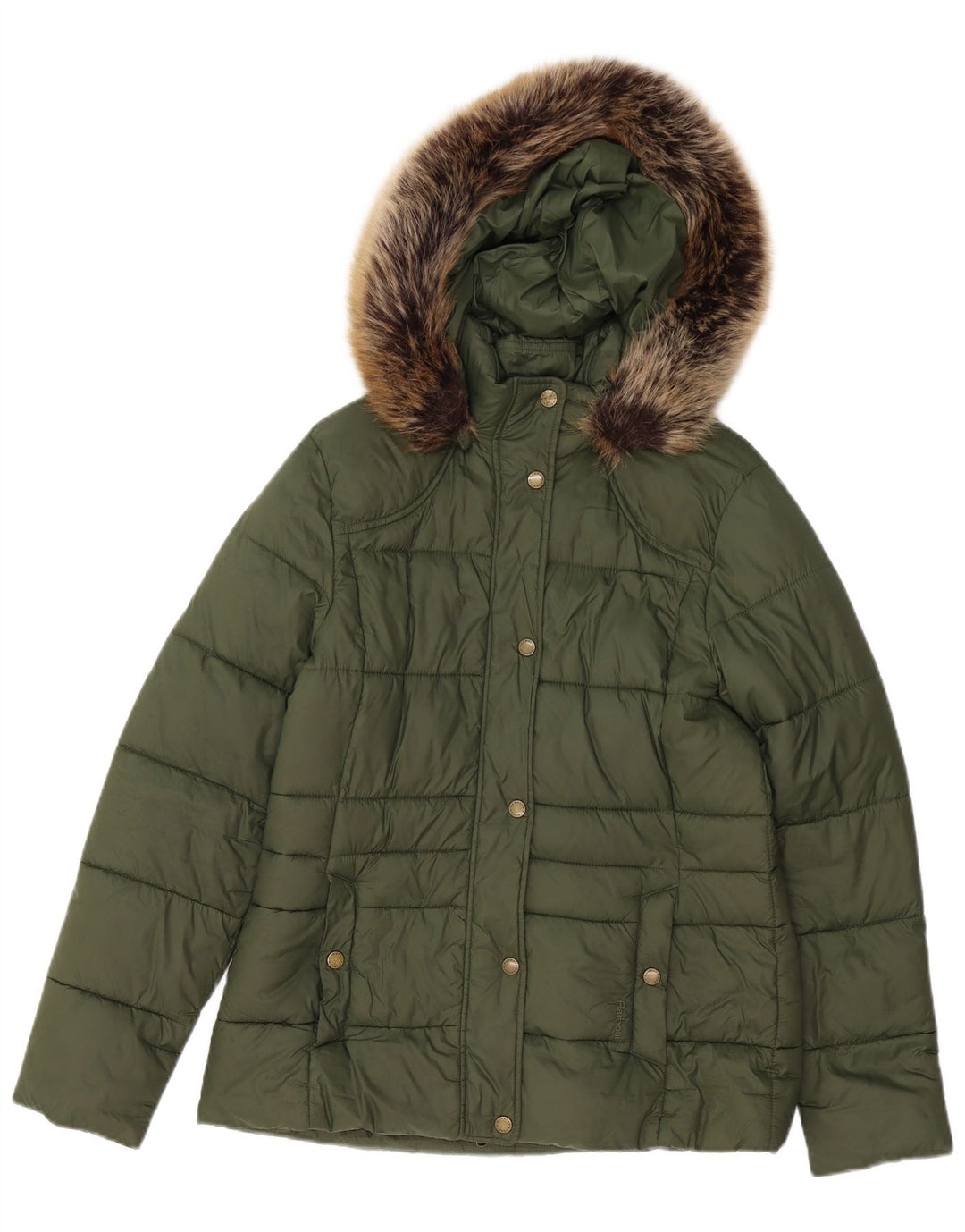 Barbour Veste rembourrée à capuche pour femme UK 12 Polyester vert moyen