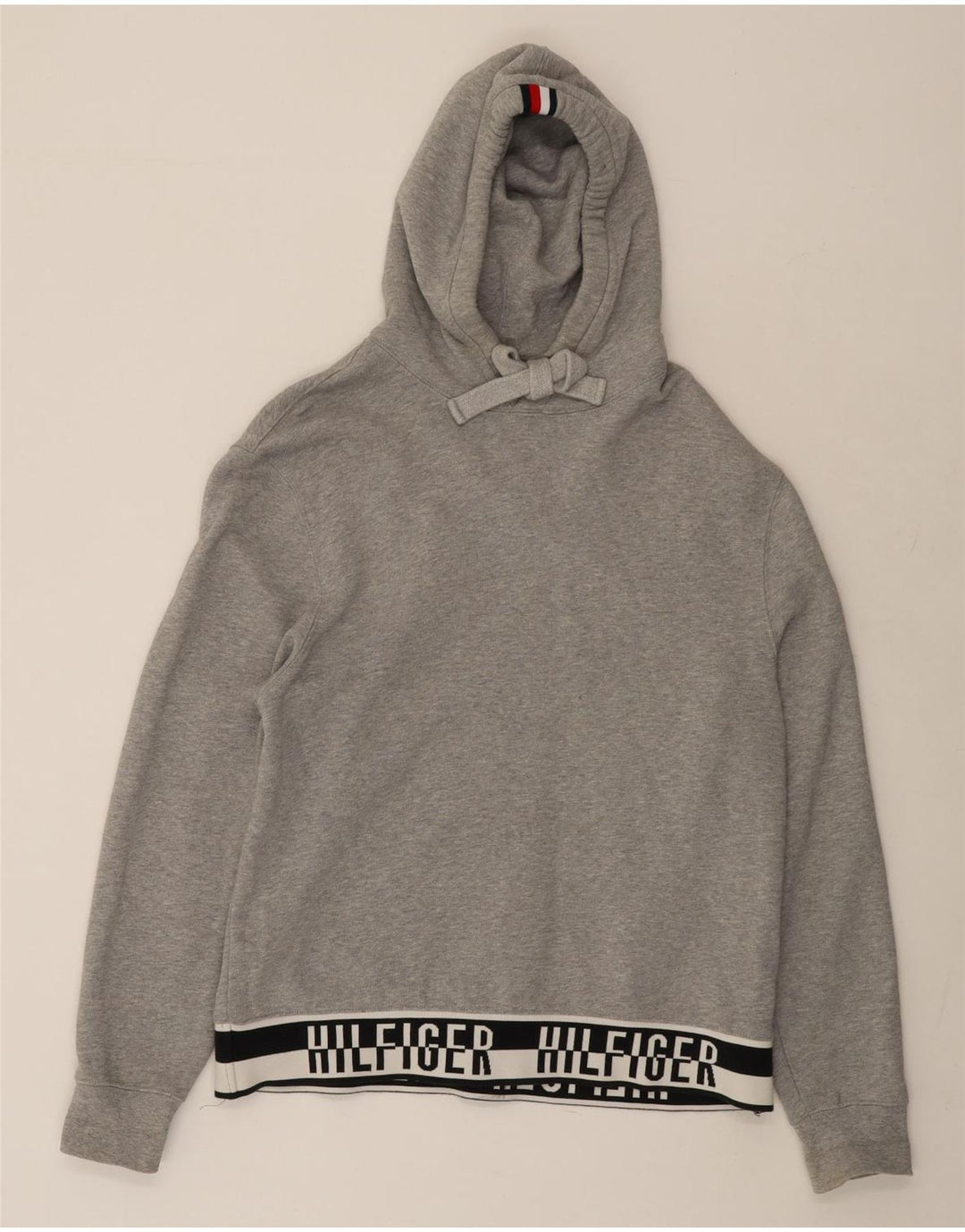 TOMMY HILFIGER Pull à Capuche Graphique Homme Gris Moyen Coton Colorblock