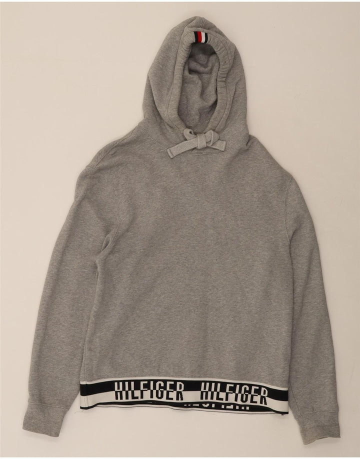 TOMMY HILFIGER Pull à Capuche Graphique Homme Gris Moyen Coton Colorblock