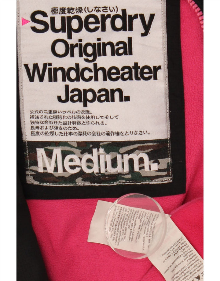 Superdry Veste coupe-vent graphique Windcheater pour femme UK 14 Medium Noir