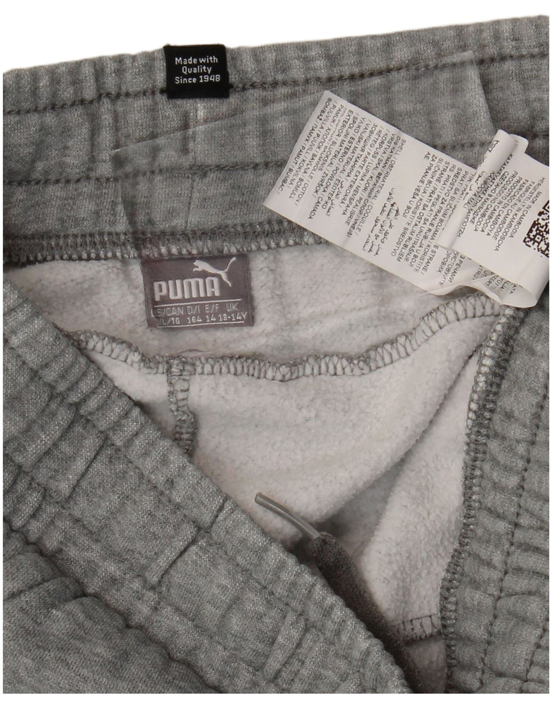 PUMA Pantalon de Survêtement Garçon 13-14 ans Gris Coton