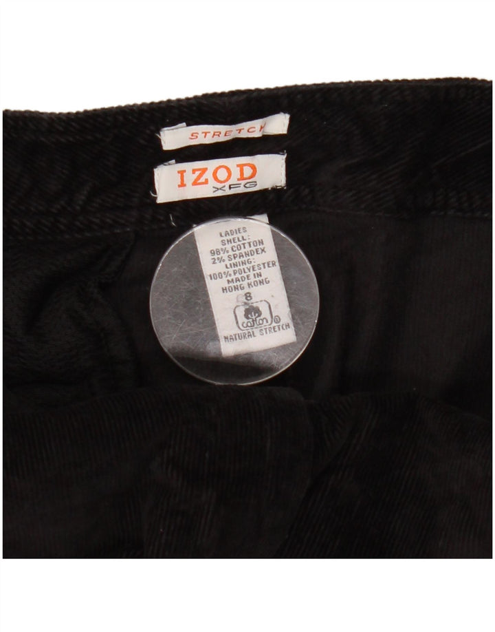Izod Pantalon Capri Cargo en velours côtelé pour femme US 8 Medium W30 L22 Noir Coton