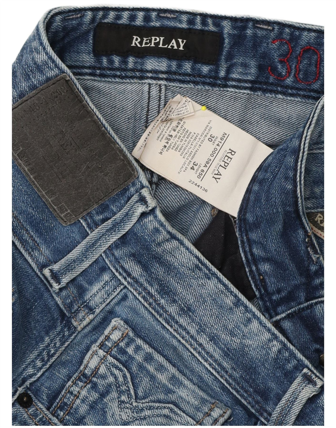 Replay Jean Slim Femme W30 L29 Bleu Coton