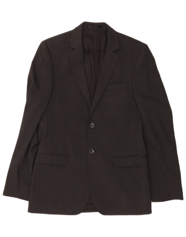 Dkny Veste blazer à 2 boutons pour homme UK 38 en laine à fines rayures gris moyen