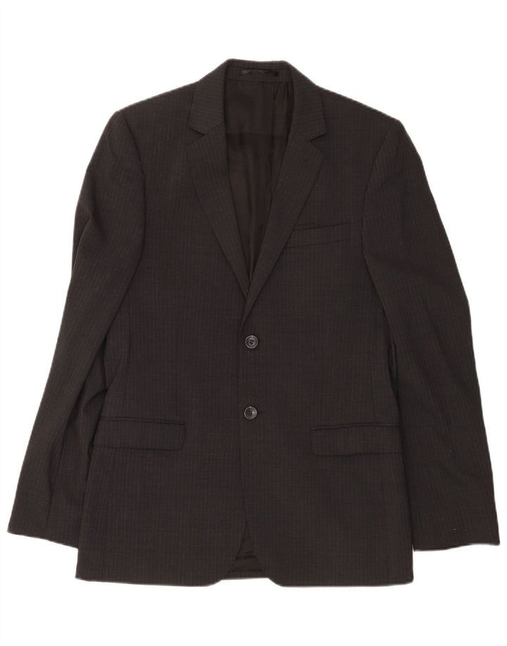 Dkny Veste blazer à 2 boutons pour homme UK 38 en laine à fines rayures gris moyen