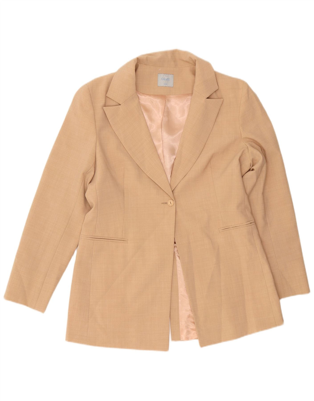 Oasis Veste Blazer 1 Bouton Femme UK 14 Beige Moyen Polyester