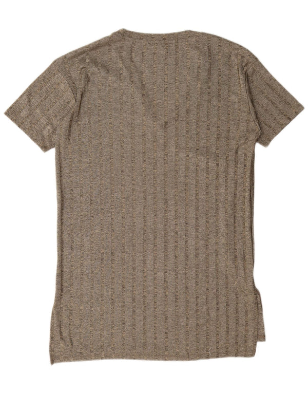 Zara Robe t-shirt surdimensionnée pour femme UK 44 Gris moyen rayé