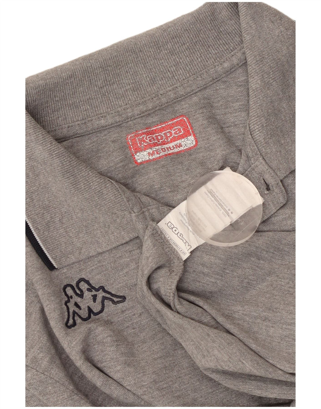 KAPPA Polo Manches Longues Homme Gris Moyen Coton Moucheté