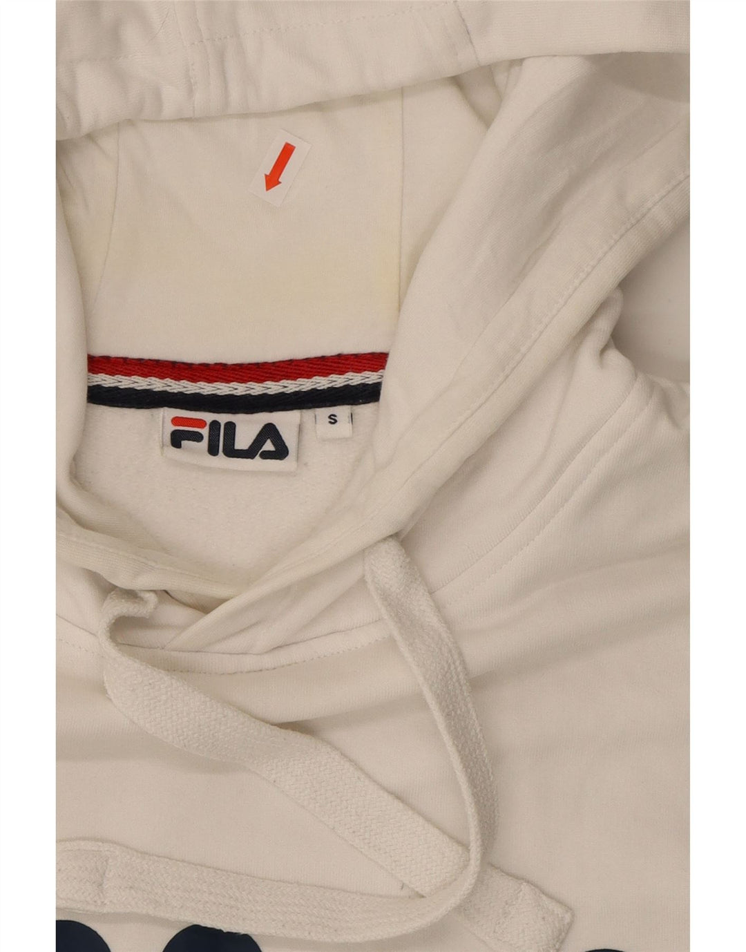 FILA Mens Graphic Hoodie Jumper Small White Cotton Vintage Fila and Second-Hand Fila from Messina Hembry 