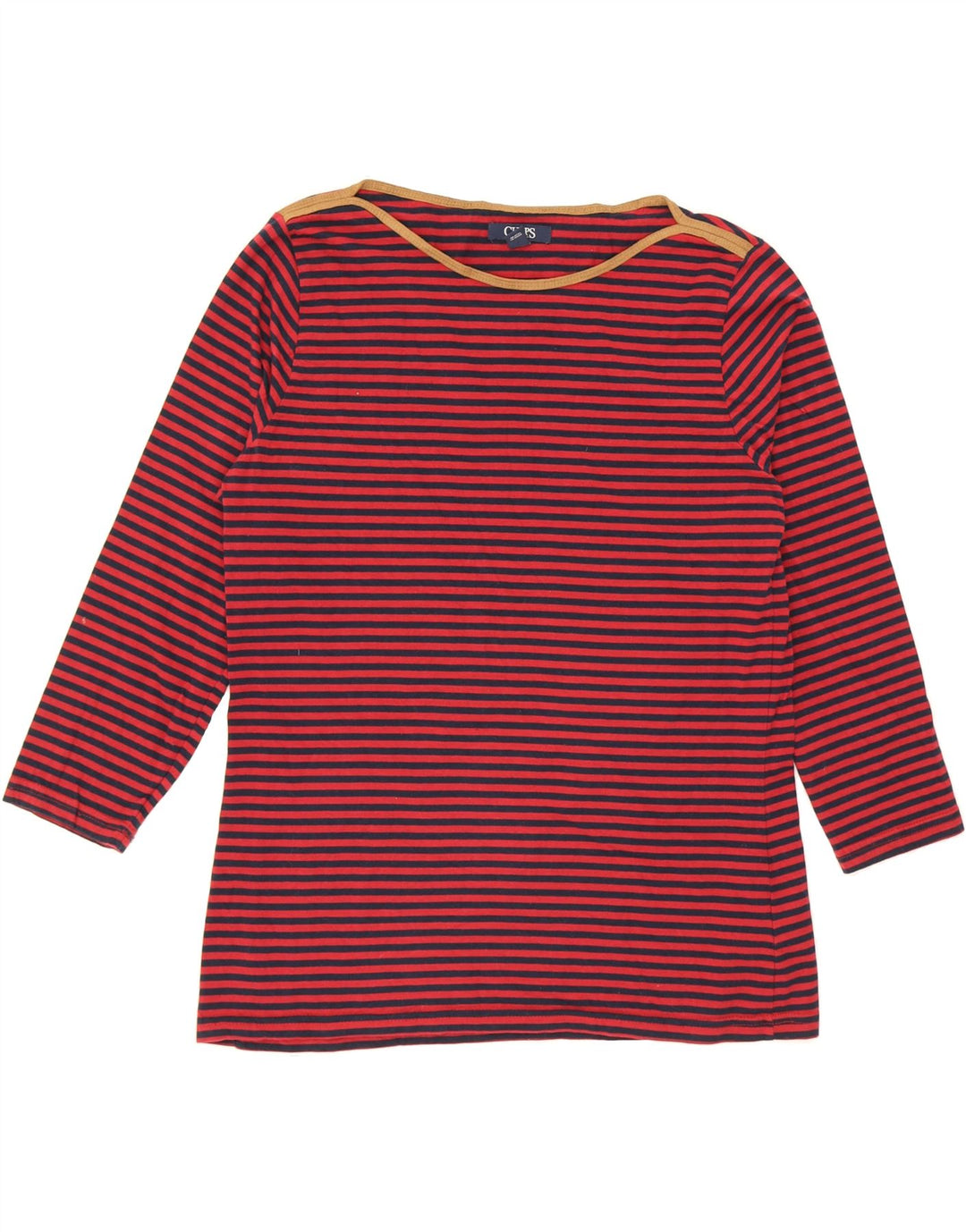 CHAPS Womens Top 3/4 Sleeve UK 14 Large Red Striped Cotton Vintage Chaps and Second-Hand Chaps from Messina Hembry 