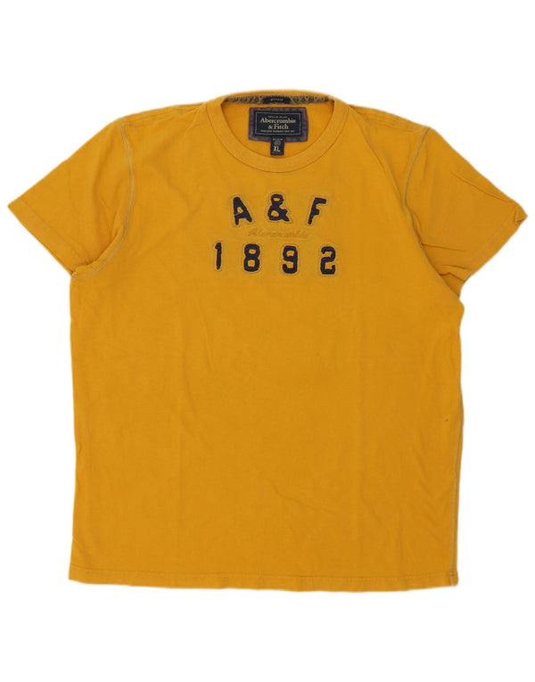 Abercrombie & Fitch Hommes Muscle Fit Graphic T-Shirt Top XL Coton Jaune