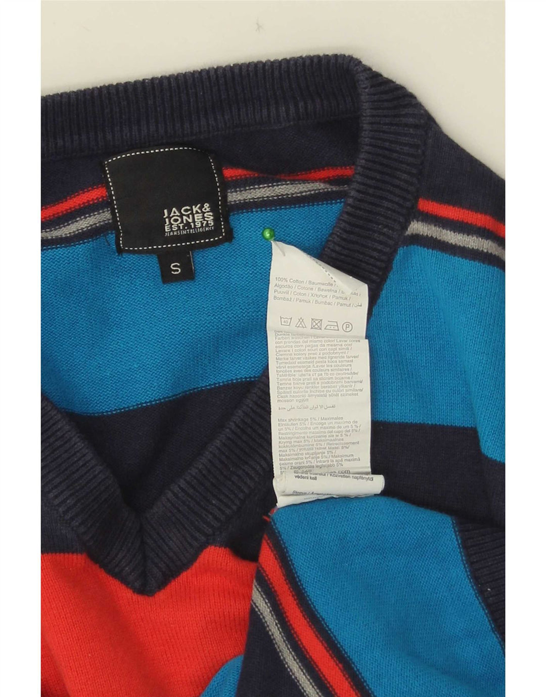 Jack & Jones Pull Col V Homme Petit Coton Rayé Multicolore