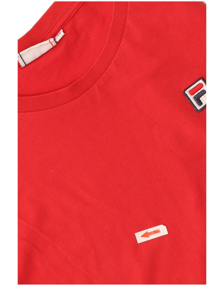 Fila T-Shirt Femme Top UK 14 Coton Rouge Moyen
